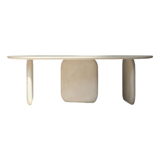 Wood and Natural Beige Mineral Lime Plaster Dining Table by Dennis Kaiser For Sale