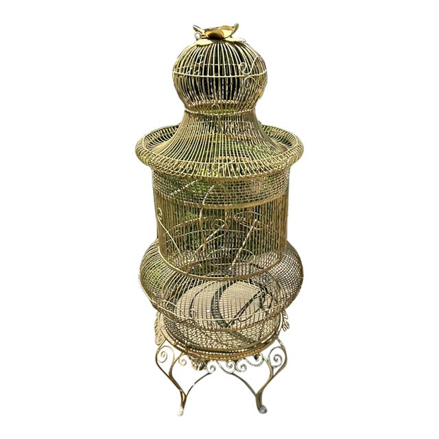 View of Vintage Victorian Wrought Iron Bird Cage | Ornate Multi-Tier Pagoda ...
