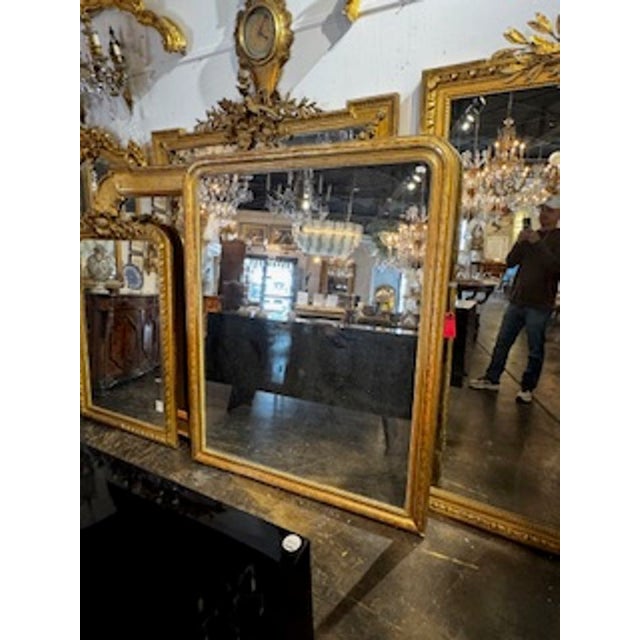 Large Scale Gold Louis Philippe Mirror With Mercury Glass For Sale - Image 9 of 10