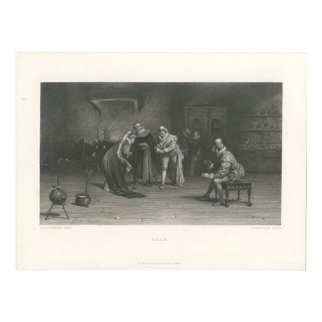 G. Greatbach, Renaissance Alchemy Interior Engraving after Tourrier, 1860, Engraving For Sale