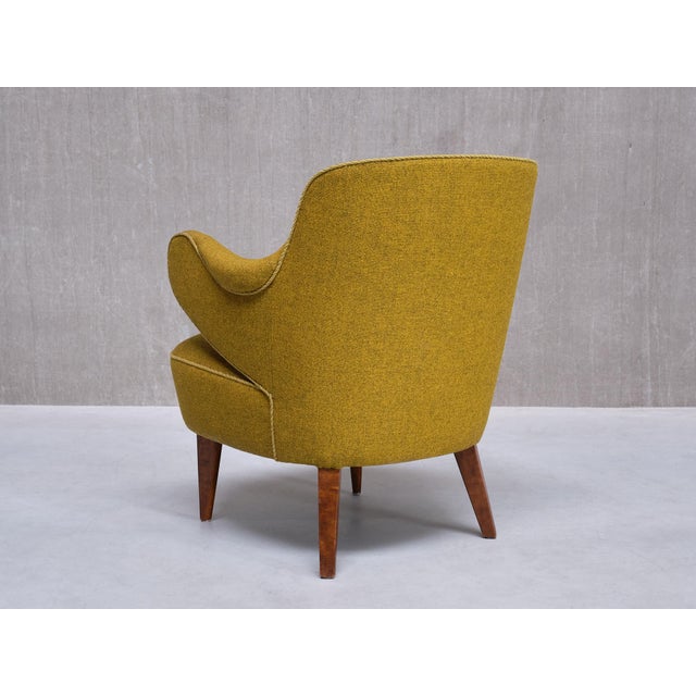 Armchairs in Birch and Chartreuse Wool, 1940s, Set of 3 For Sale - Image 10 of 17