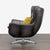 Modern Pottery Barn Wells Modern Brown Leather Swivel Chair With Yellow Pillow For Sale - Image 3 of 6