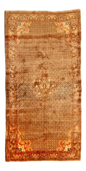 1920s Persian Sarab Gold Brown and Blue Camel Hair Rug