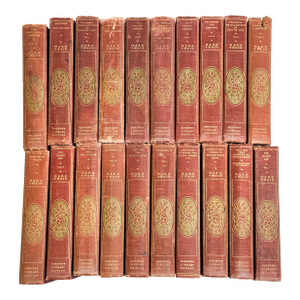 Antique Mark Twain 20 Volume Book Set c.1900 Harper & Brothers Library Edition Illustrated Red Cloth Hardback Classic Literature Collection