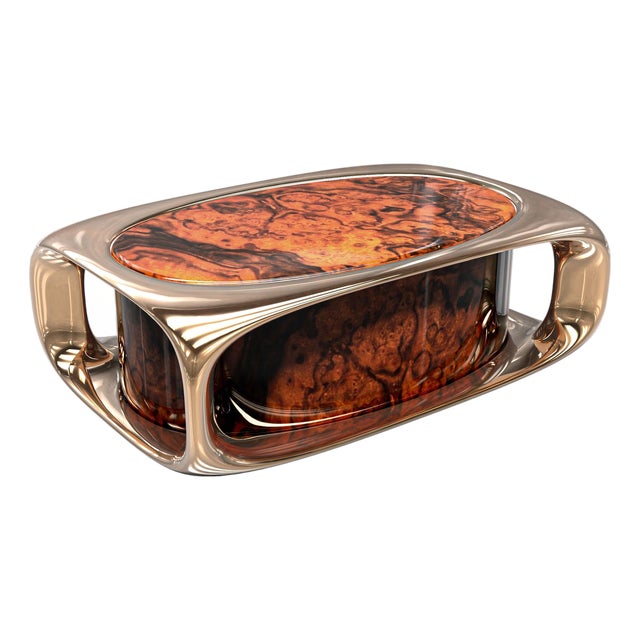 "Gusto" Coffee Table With Bronze, Handmade For Sale