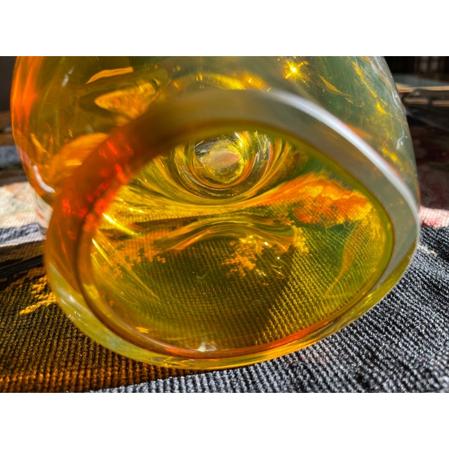 Glass Rare Rosenthal Studio Line Germany Art Glass Amber Base and Clear Vase For Sale - Image 7 of 8