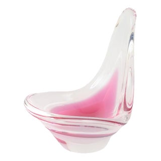 Organic Pink and White Coquille Bowl by Paul Kedelv for Flygfors, 1950s For Sale