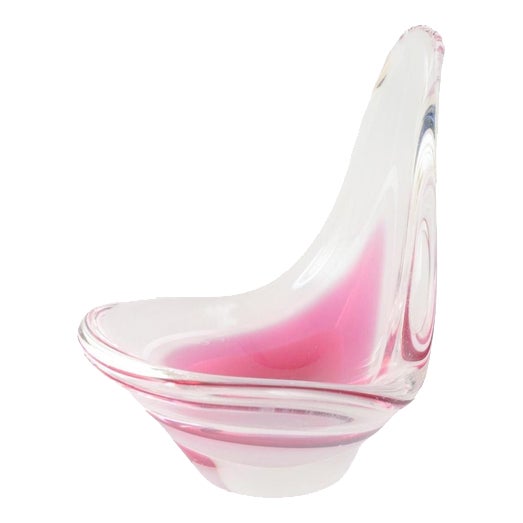 Organic Pink and White Coquille Bowl by Paul Kedelv for Flygfors, 1950s For Sale