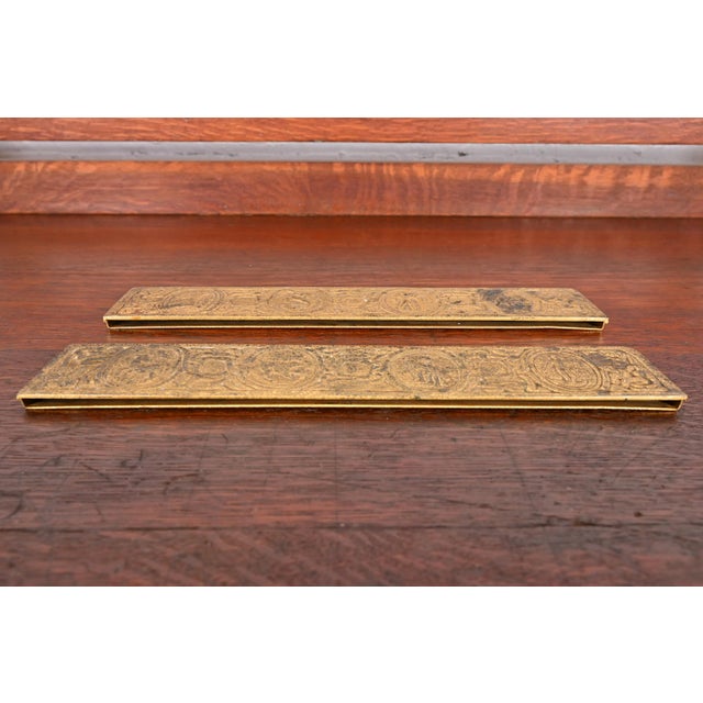 Tiffany Studios Tiffany Studios New York "Zodiac" Bronze Doré Blotter Ends For Sale - Image 4 of 8