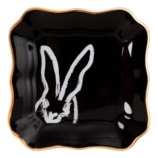 Hunt Slonem Bunny Portrait Plate, Black For Sale