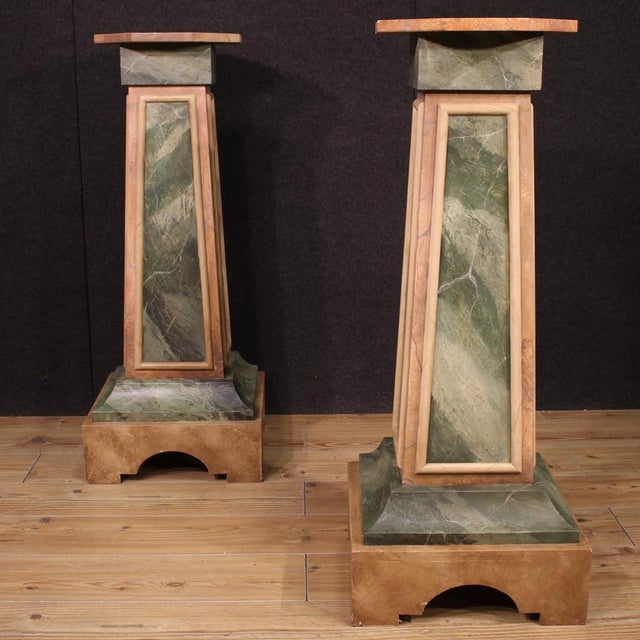 Green Italian Lacquered Columns, 1970s, Set of 2 For Sale - Image 8 of 13