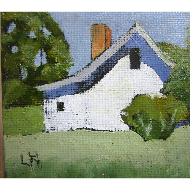 Contemporary Miniature Santa Rosa Farmhouse 4x4 Lynne French California Landscape O/C For Sale - Image 3 of 3