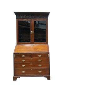 Antique George III Mahogany Secretaire with Top Cabinet For Sale