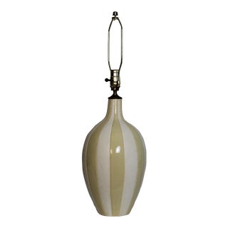 Mid 20th Century Guido Gambone Style Embossed Ceramic Lamp For Sale