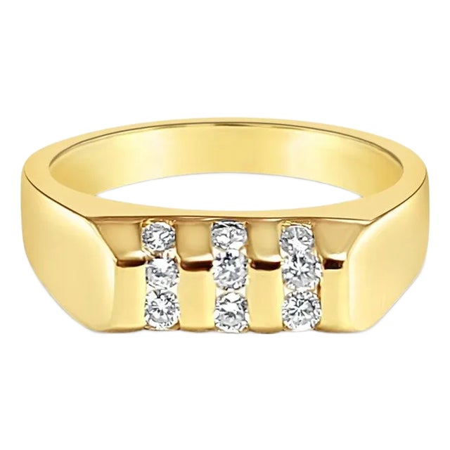 Curved Nine Stone Diamond Ring .50cttw 14k Yellow Gold, Size 9 For Sale