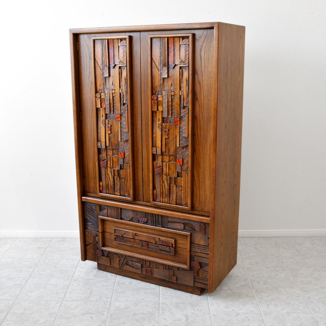 Mid Century Brutalist Style Lane Pueblo Armoire For Sale - Image 13 of 13
