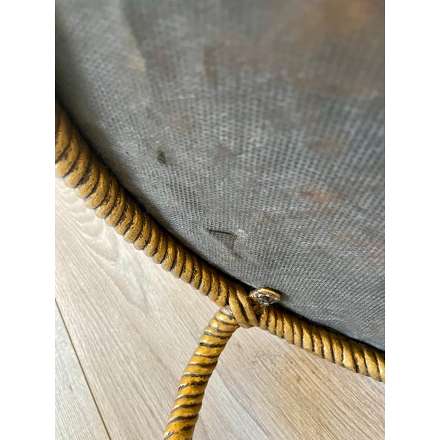 Metal Vintage Italian Hollywood Regency Gilt Metal Rope & Tassel Vanity Stool For Sale - Image 7 of 10