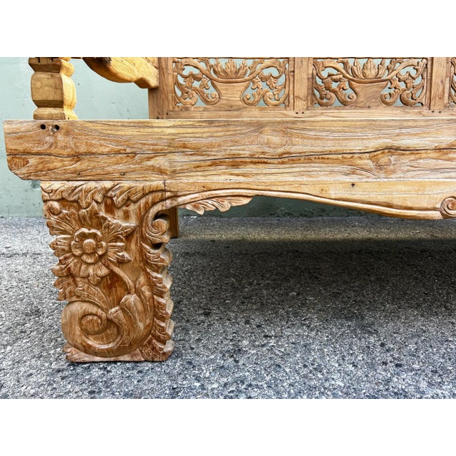 Outdoor Teak Carved Java Twin Daybed For Sale In Los Angeles - Image 6 of 7