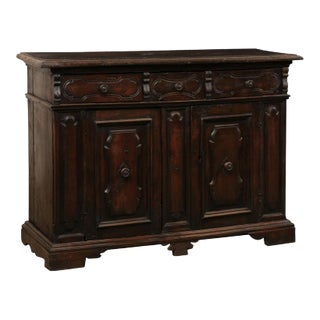 An 18th Century Italian Carved-Walnut Credenza For Sale