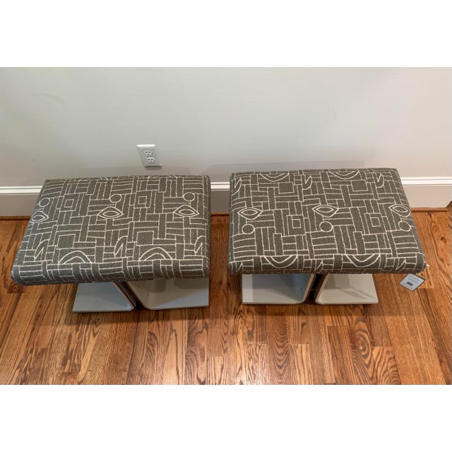 Caracole Pair Caracole Balance Beam Moss Green Bed Ottoman For Sale - Image 4 of 11