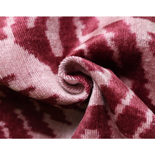 Textile Blush Pink & Rose Ikat Velvet Throw Pillow 16x16 | Soft Classic Luxury For Sale - Image 7 of 7