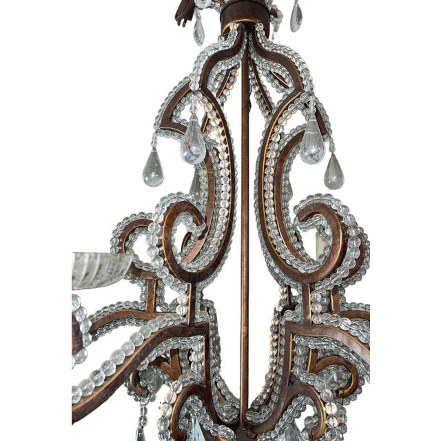 20th Century French Wrought Iron Rock Crystal Chandelier For Sale In Los Angeles - Image 6 of 8