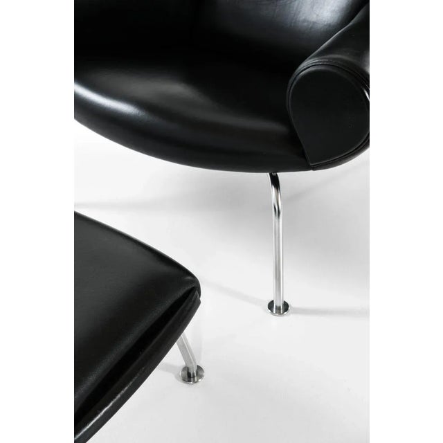 Set of Model Ej-100 Easy Chair and Stool by Hans Wegner for Erik Jorgensen For Sale - Image 3 of 11
