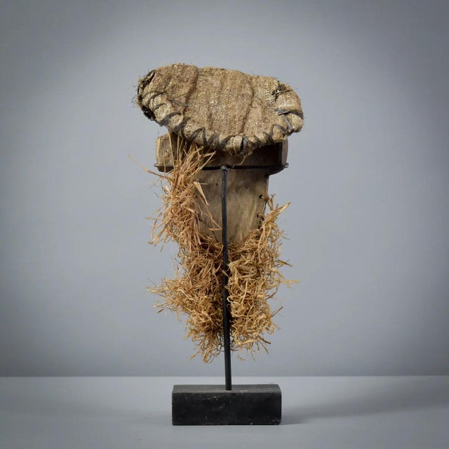 Early 20th Century Bearded Pende Mask with Woven Hood For Sale - Image 10 of 11