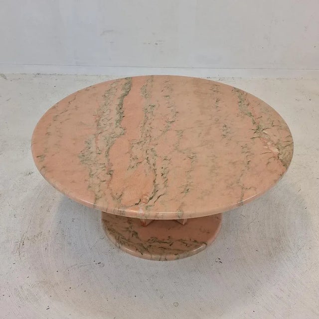 Pink Italian Round Marble Coffee or Side Table, 1980s For Sale - Image 8 of 13