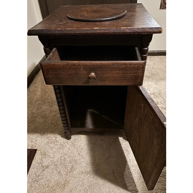 Antique Solid Cherrywood Empire Side Table W/Spinner Top. For Sale - Image 12 of 12