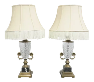 Dale Tiffany Marble & Crystal Lamps - a Pair