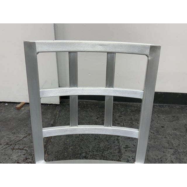 Metal Emeco Style Industrial Modern Aluminum Ladder Back Counter Stools, Pair For Sale - Image 7 of 12