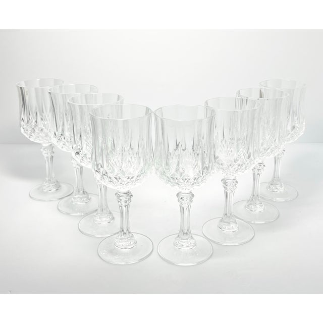 Contemporary Cristal D’Arques “Longchamp” Set of 8 Crystal Wine Glasses For Sale - Image 3 of 7