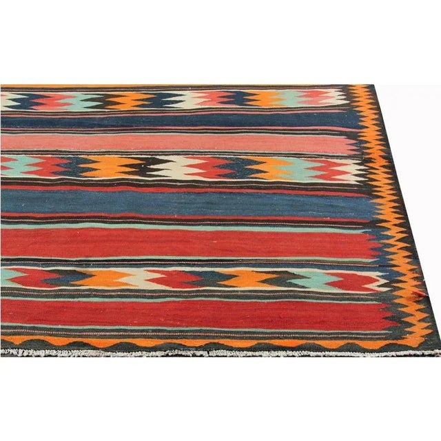 Mid-Century Modern Vintage Handwoven Geometric Swedish Flatweave Rug- 6'2″ × 15'2″ For Sale - Image 3 of 8