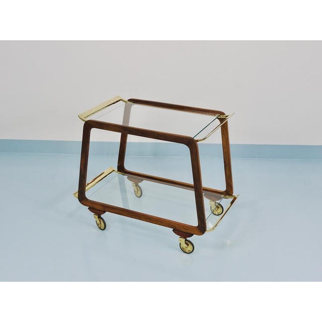 Mid-Century Modern Walnut and Brass Bar Cart by Oswald Haerdtl, 1950s For Sale - Image 14 of 18