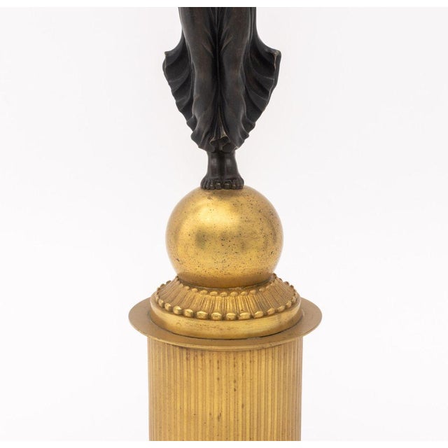 Empire Style Patinated and Gilt Metal Candelabra, Pair For Sale In New York - Image 6 of 11