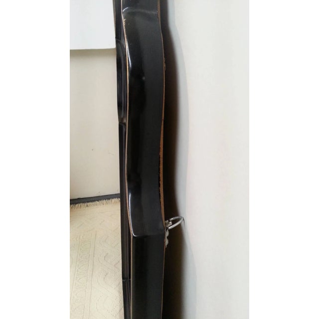 Mid-Century Modern Vintage Black Lacquer Mirror With Gilt Decoration For Sale - Image 3 of 5