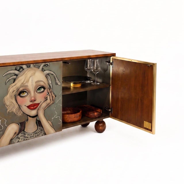 "The Witness of Three" Limited-Edition Hand Painted Credenza For Sale In San Diego - Image 6 of 11