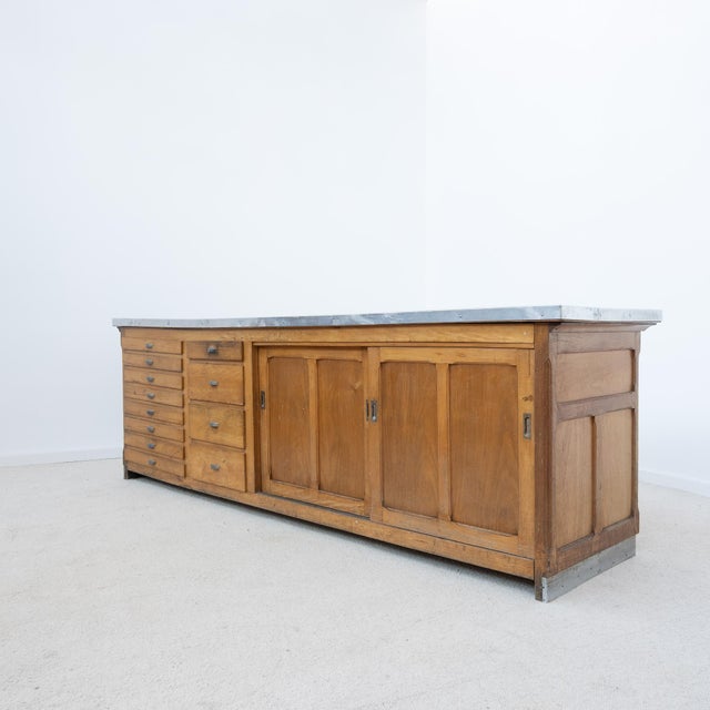Large 12-Drawer Sliding-Door Workshop Cabinet, 1950 For Sale - Image 12 of 12