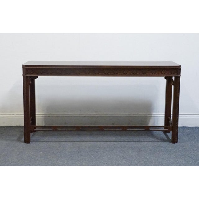 Hickory Chair Banded Mahogany Traditional Chippendale 51" Accent Sofa Table W. Two Benches 150-10 For Sale - Image 10 of 13