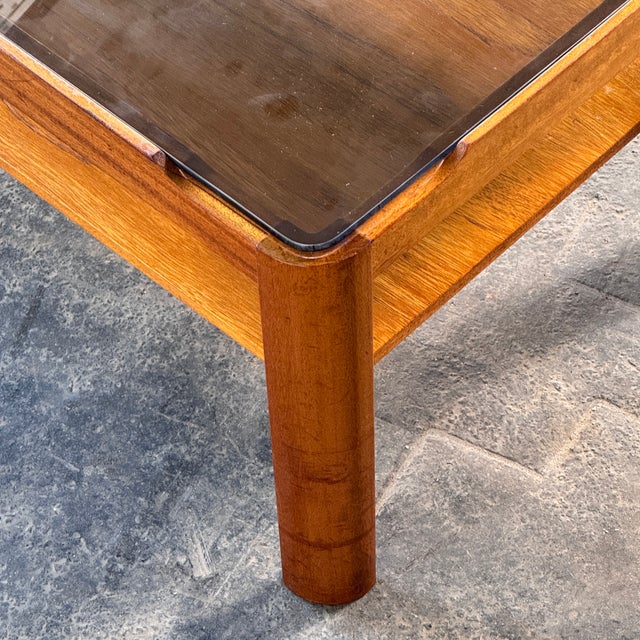 Wood Mid-Century Modern Teak and Smoked Glass Coffee Table by Myers, 1960 For Sale - Image 7 of 9