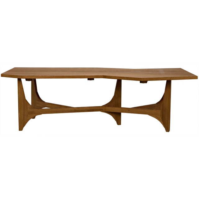 Each element of this stunning teak table was added with care. A golden finish enhanced the teak, and its edges, angles,...