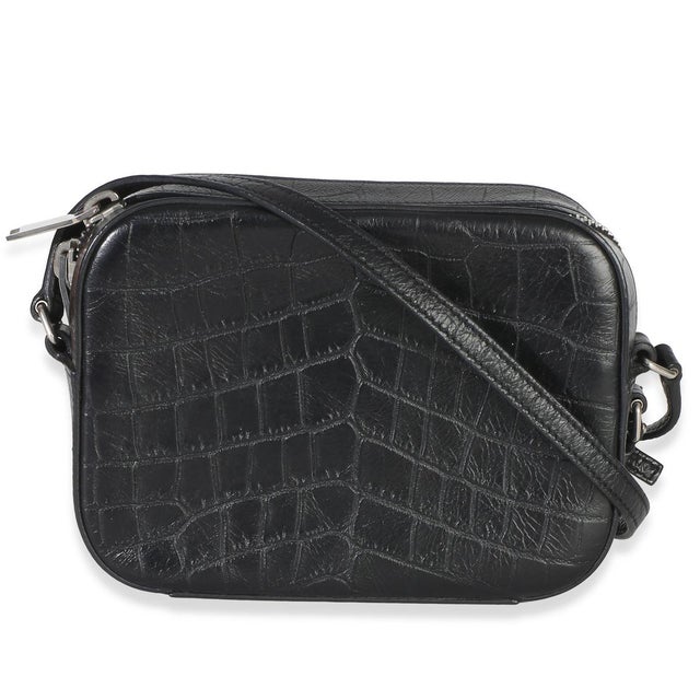 Yves Saint Laurent Black Crocodile Embossed Calfskin Mini Camera Bag For Sale - Image 4 of 9