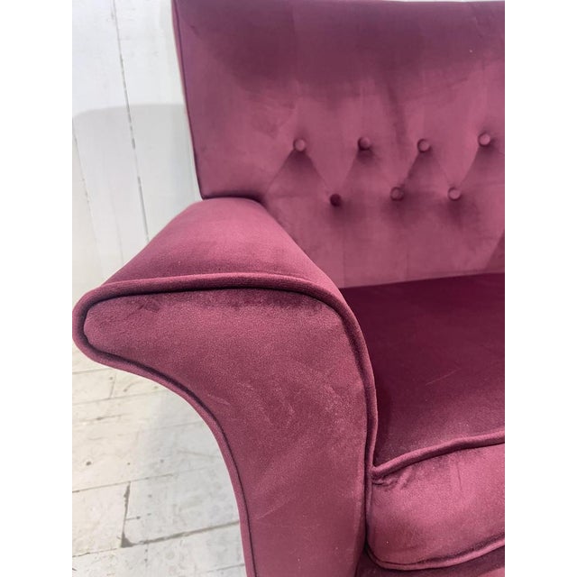 Vintage Lounge Chair in Purple Velvet, 1952 For Sale - Image 11 of 13