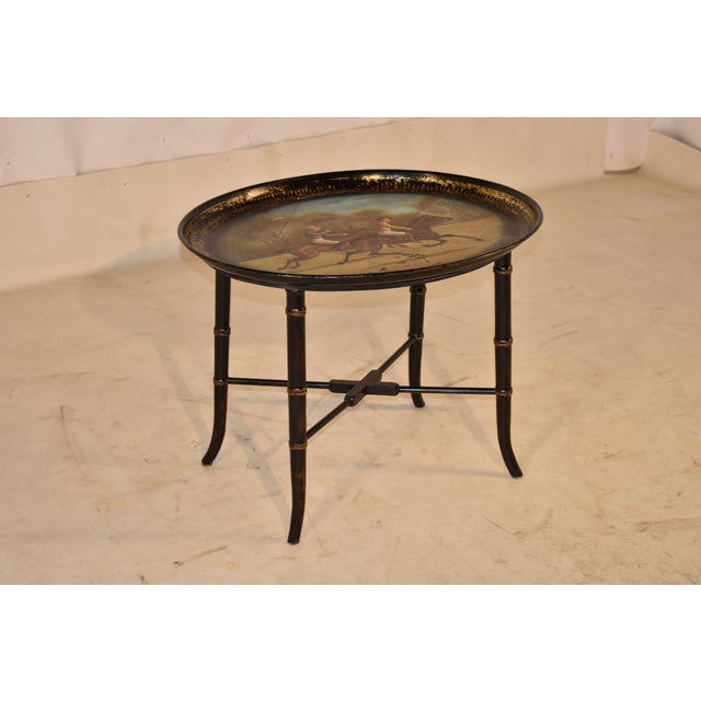19th Century Late 19th Century Painted Tole Tray on Base For Sale - Image 5 of 9