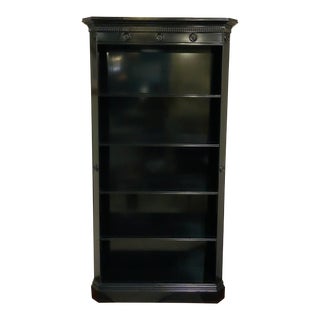 Ralph Lauren Transitional Black Lacquer Brook Street Bookcase For Sale