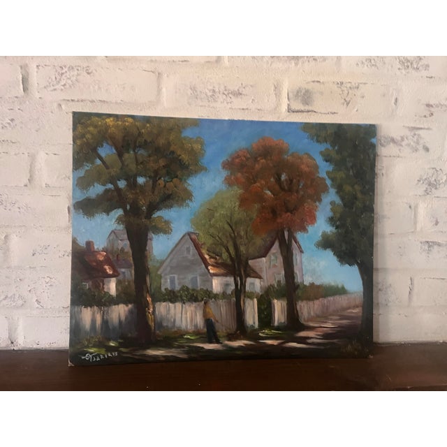 Original Signed Landscape Oil Painting Autumn Village Trees Country Scene For Sale In Washington DC - Image 6 of 8