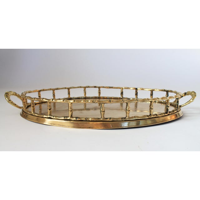 Vintage Brass Faux Bamboo Tray For Sale - Image 11 of 12