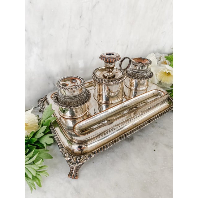 A beautiful and increasingly rare example of an early 19th-century Original Old Sheffield Plate writing stand, dating to...