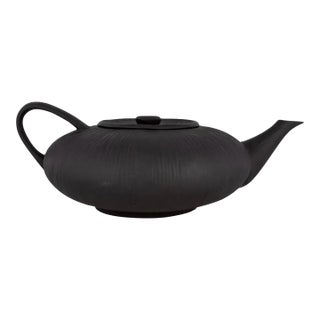1980s Michael Aram Matte Black "Africana Collection" Teapot For Sale